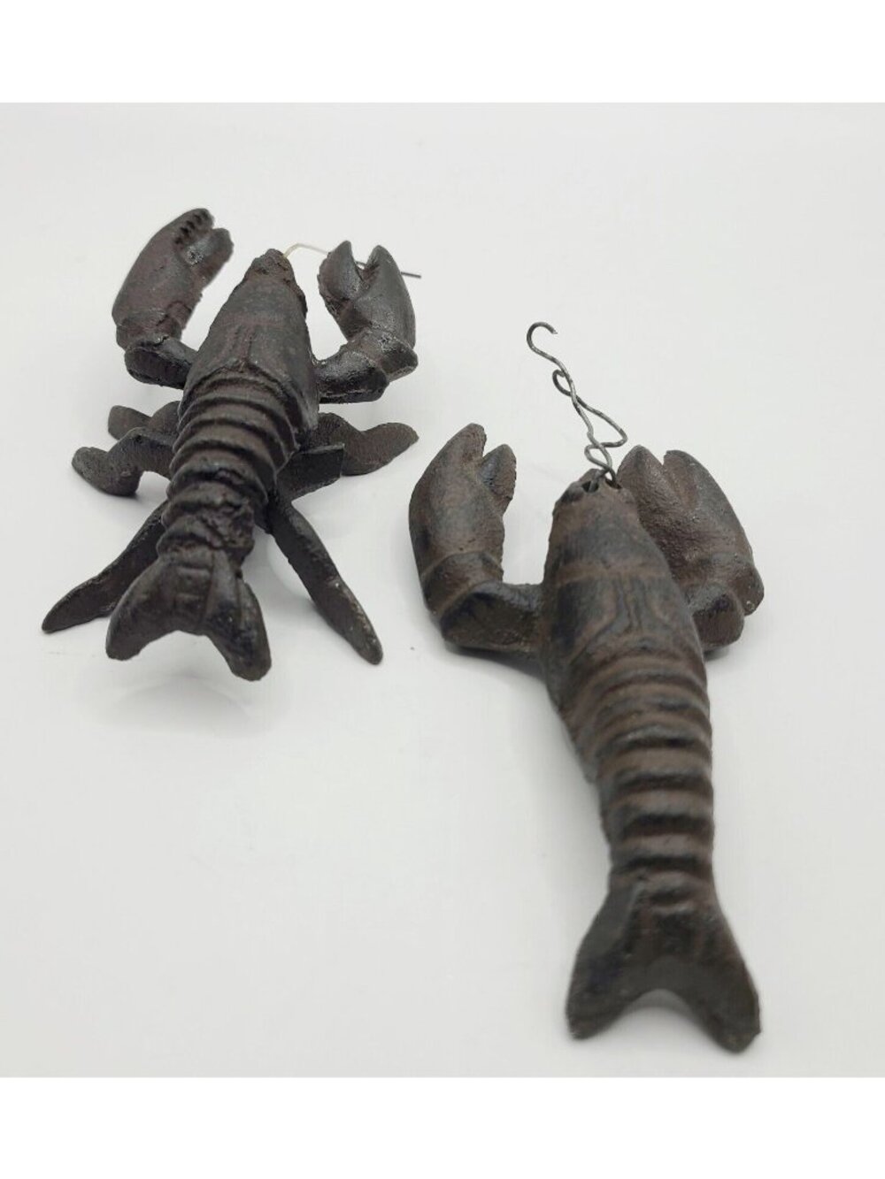 Vtg Cast Iron Lobster Crawfish Figurine Paperweight Nautical Decor Cajun Set - Picture 2 of 10